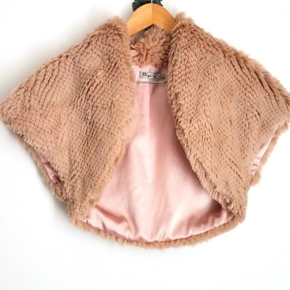 ELIZA J FAUX FUR SHAWL CAPLET
